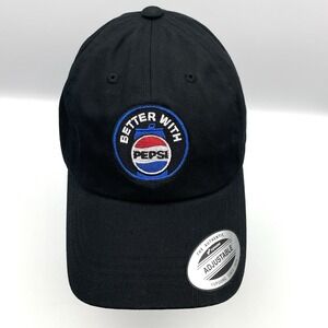 Pepsi "Better With Pepsi" Embroidered Logo Black‎ Adjustable Dad Hat Cap Soda